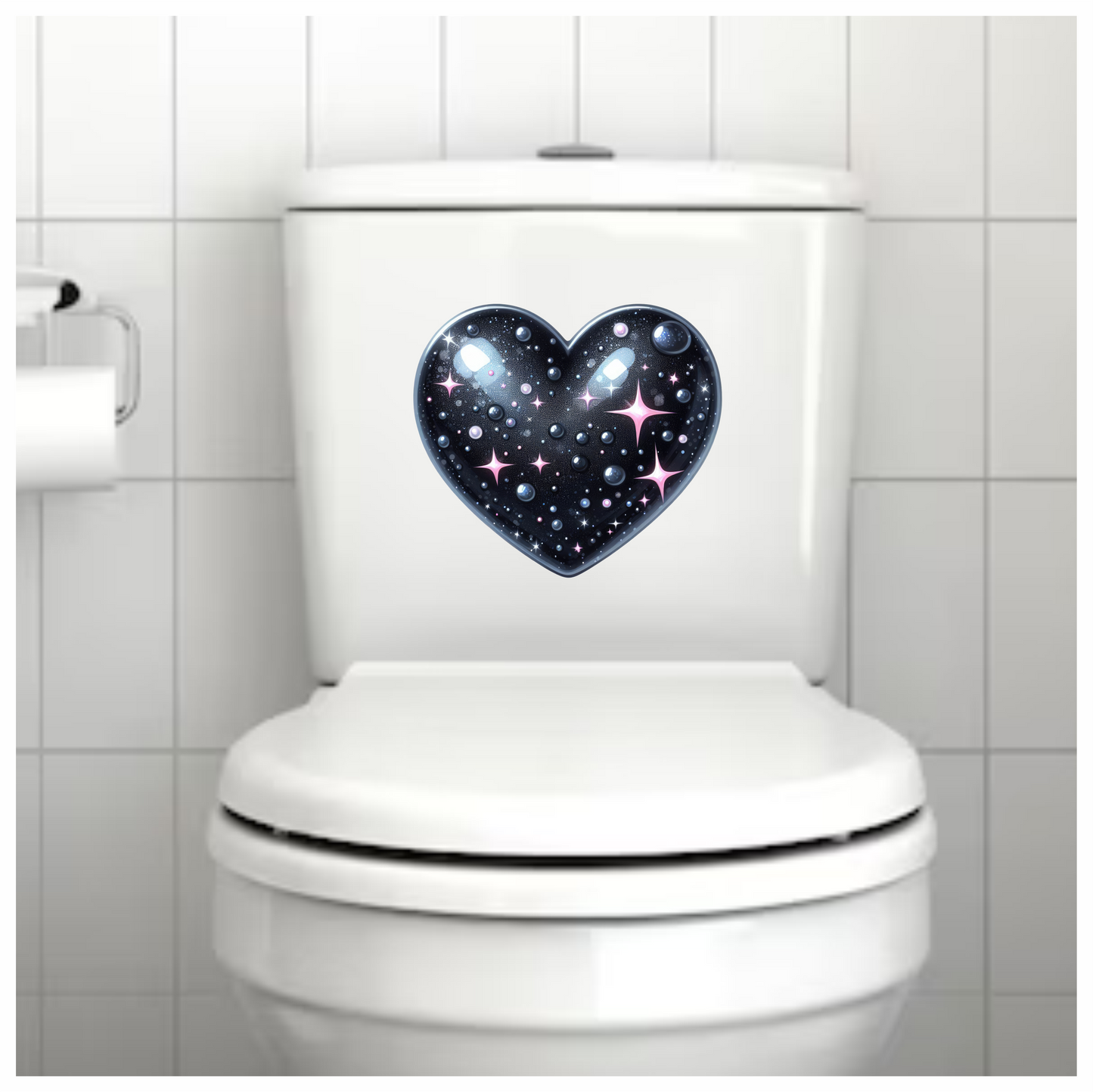 Black Sparkling Heart Shaped Object Stars Vinyl Sticker Decal