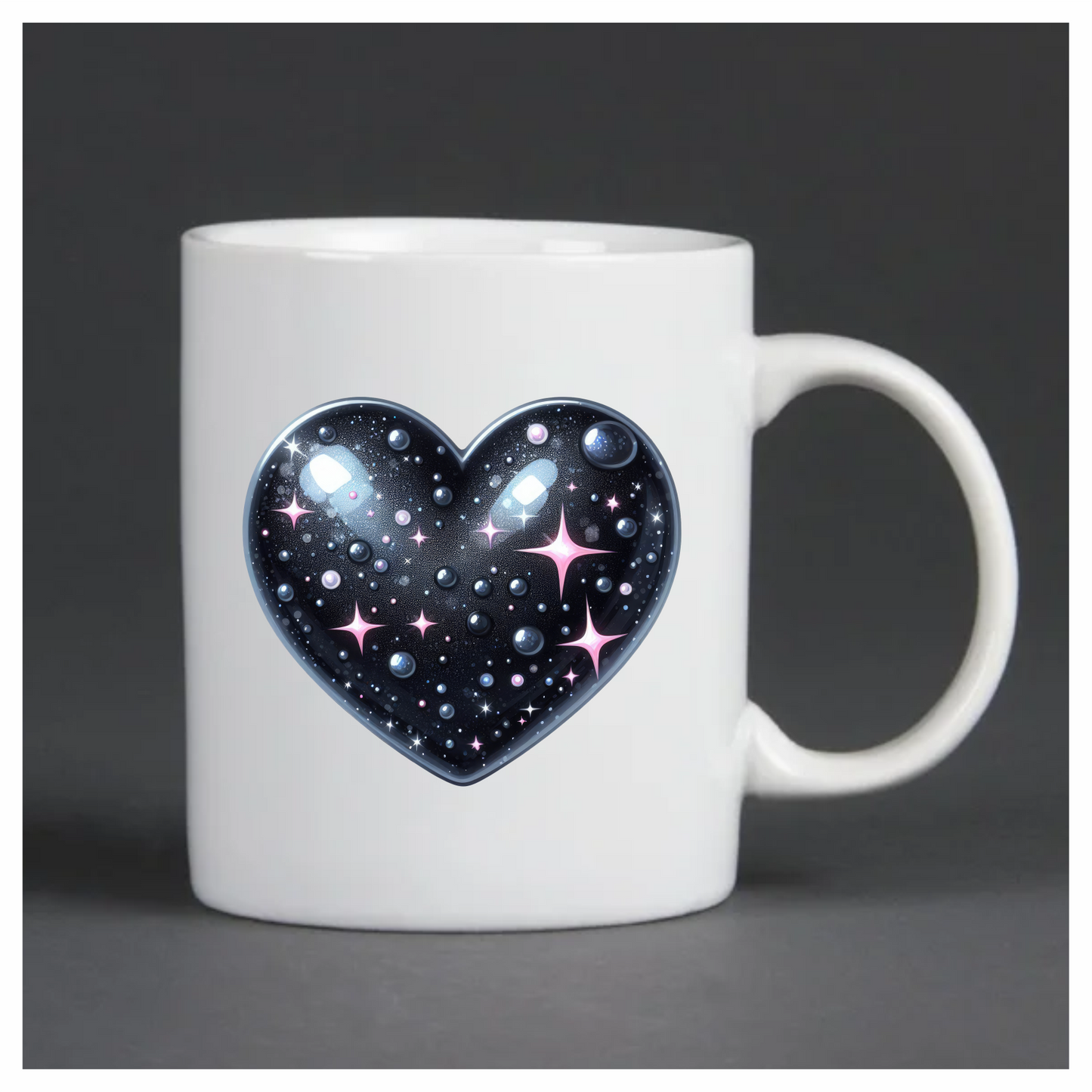 Black Sparkling Heart Shaped Object Stars Vinyl Sticker Decal