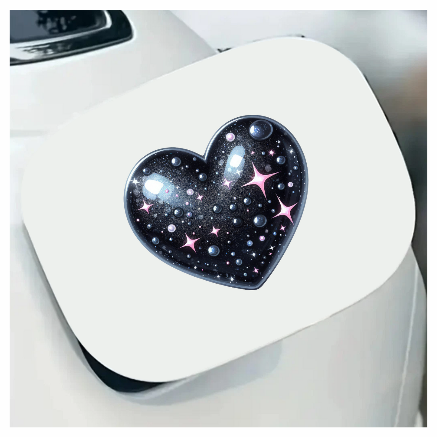 Black Sparkling Heart Shaped Object Stars Vinyl Sticker Decal