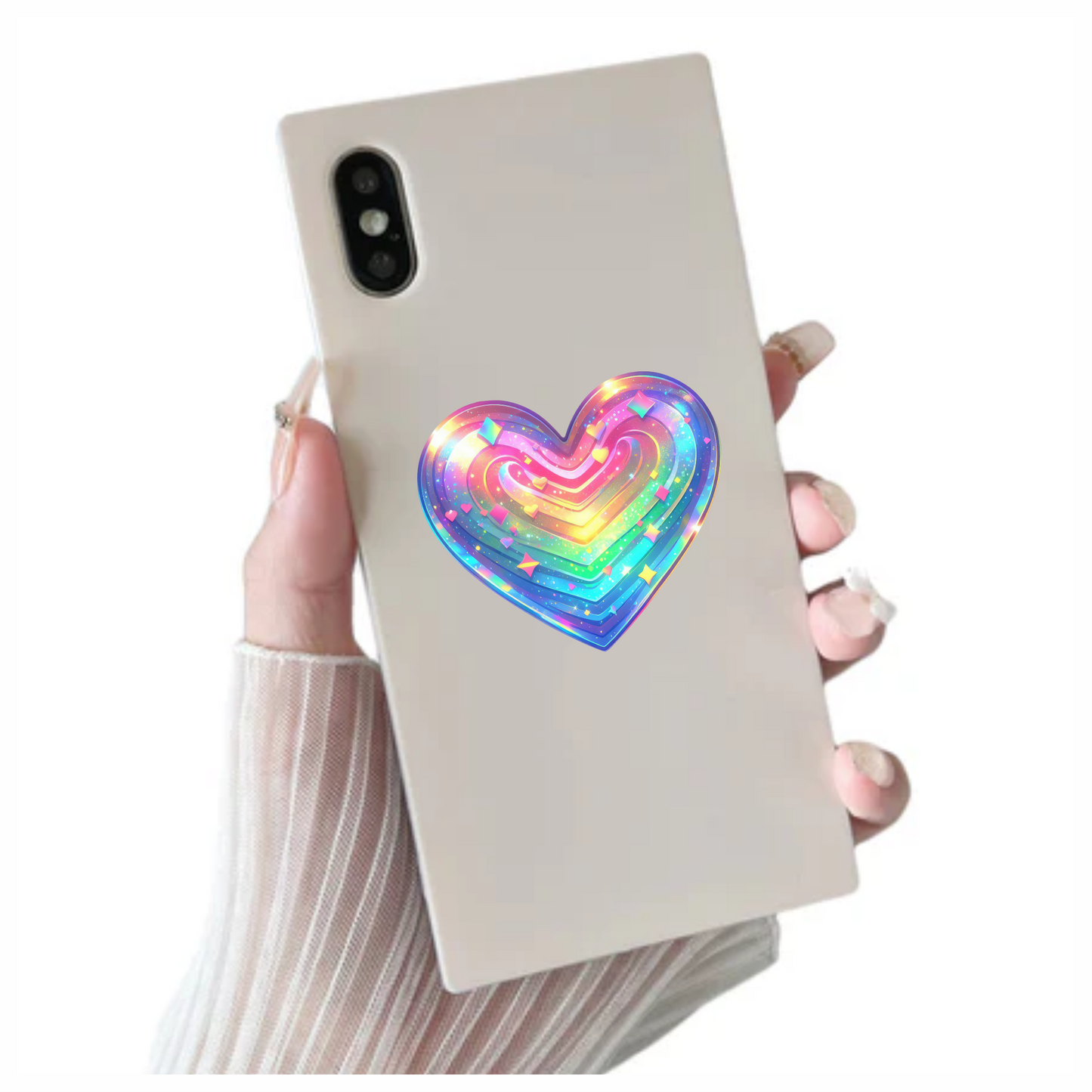 Rainbow Heart Sparkles Shapes Colors Vinyl Sticker Decal