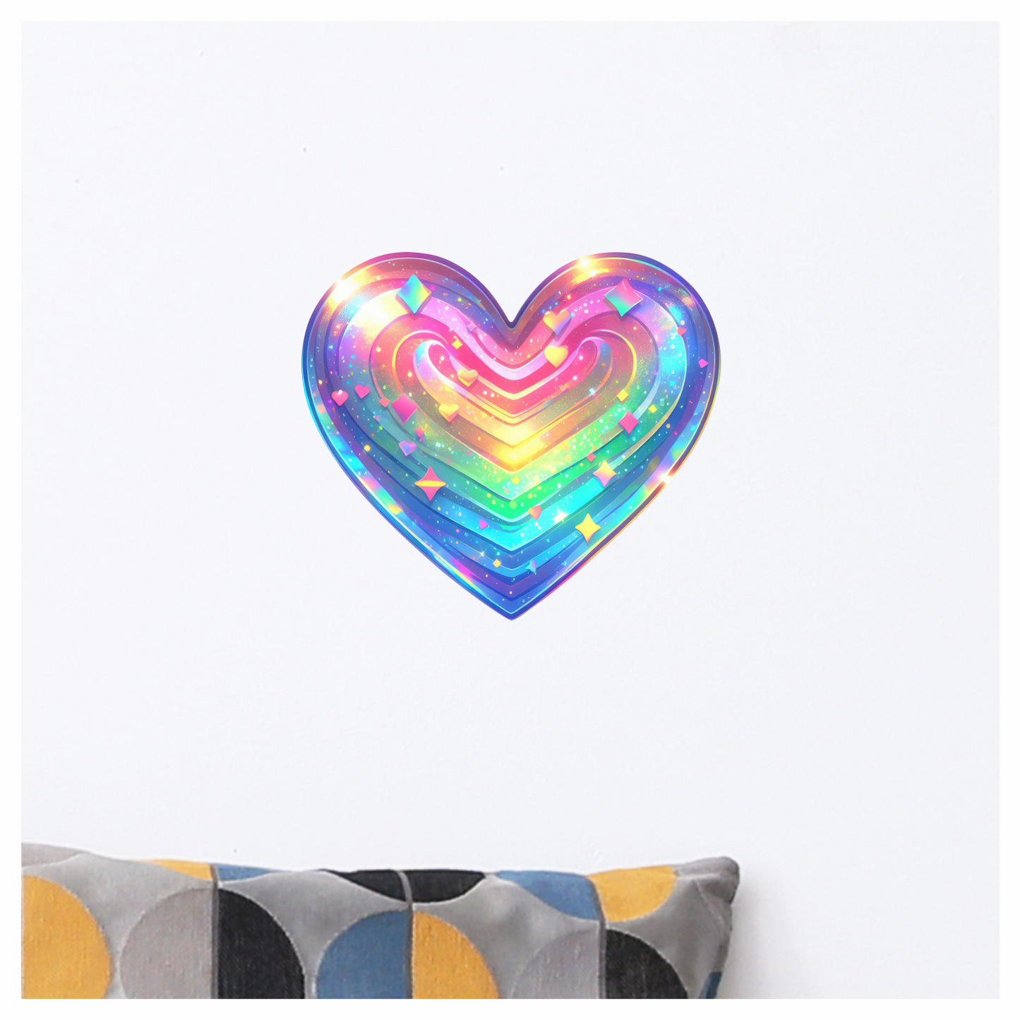 Rainbow Heart Sparkles Shapes Colors Vinyl Sticker Decal