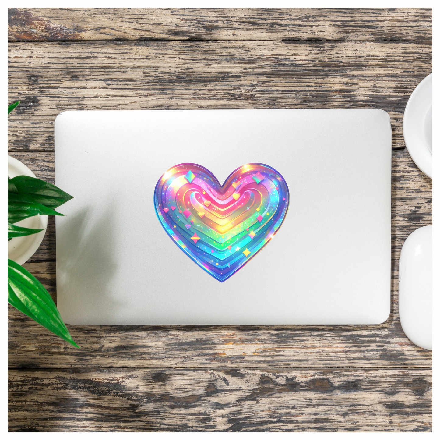 Rainbow Heart Sparkles Shapes Colors Vinyl Sticker Decal