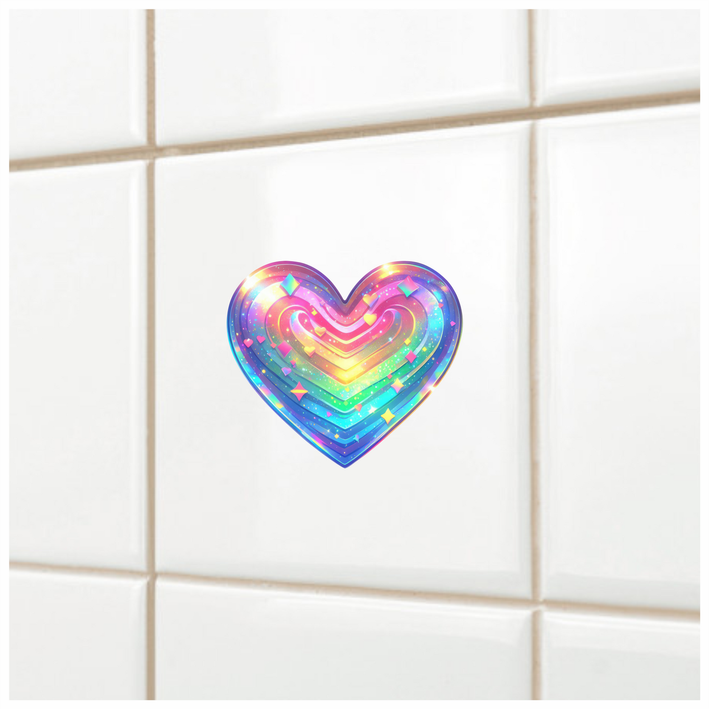 Rainbow Heart Sparkles Shapes Colors Vinyl Sticker Decal