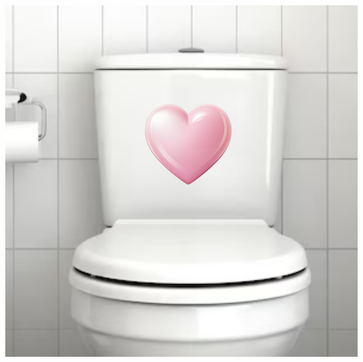 Pink Heart Shiny Smooth Round Shape Vinyl Sticker Decal