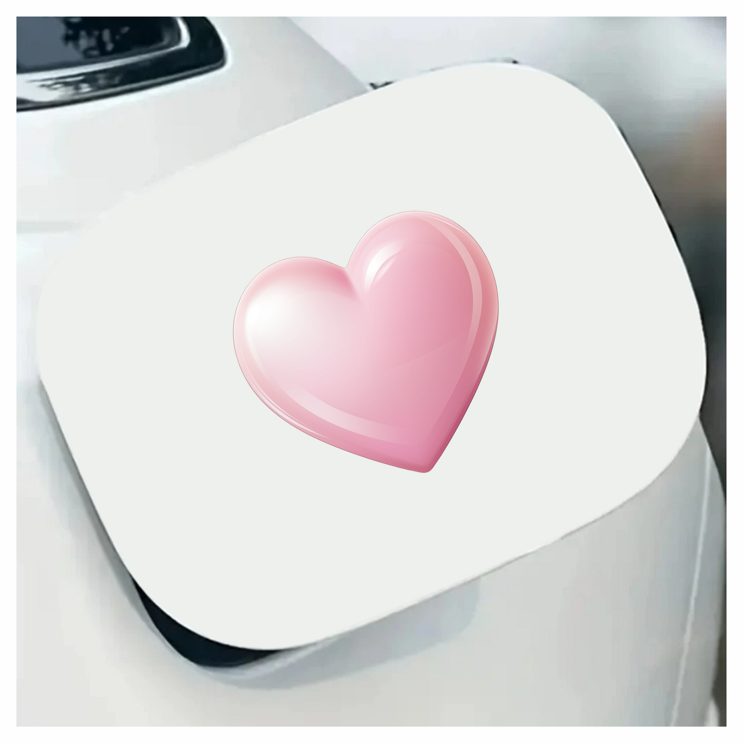 Pink Heart Shiny Smooth Round Shape Vinyl Sticker Decal