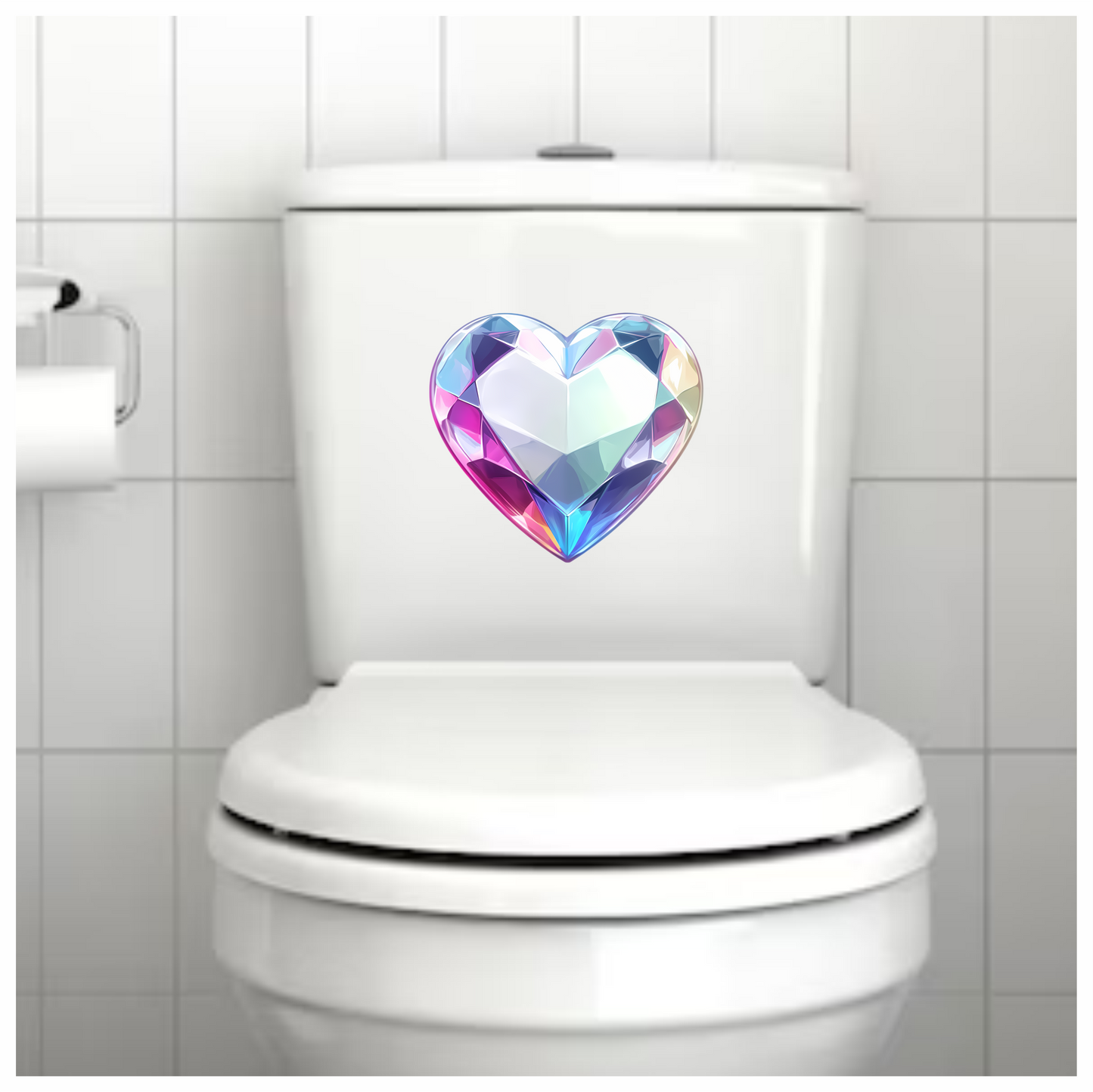 Heart Diamond Clear Pink Vinyl Sticker Decal