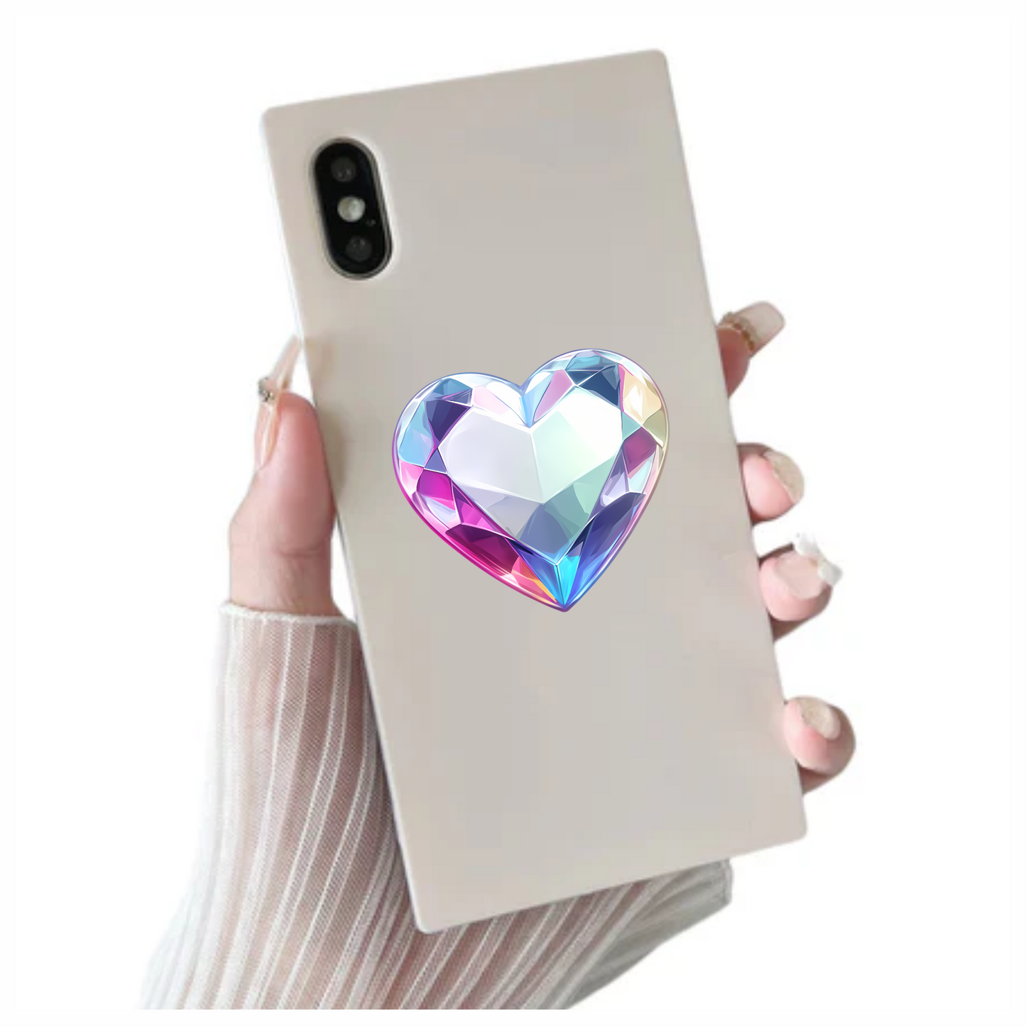 Heart Diamond Clear Pink Vinyl Sticker Decal