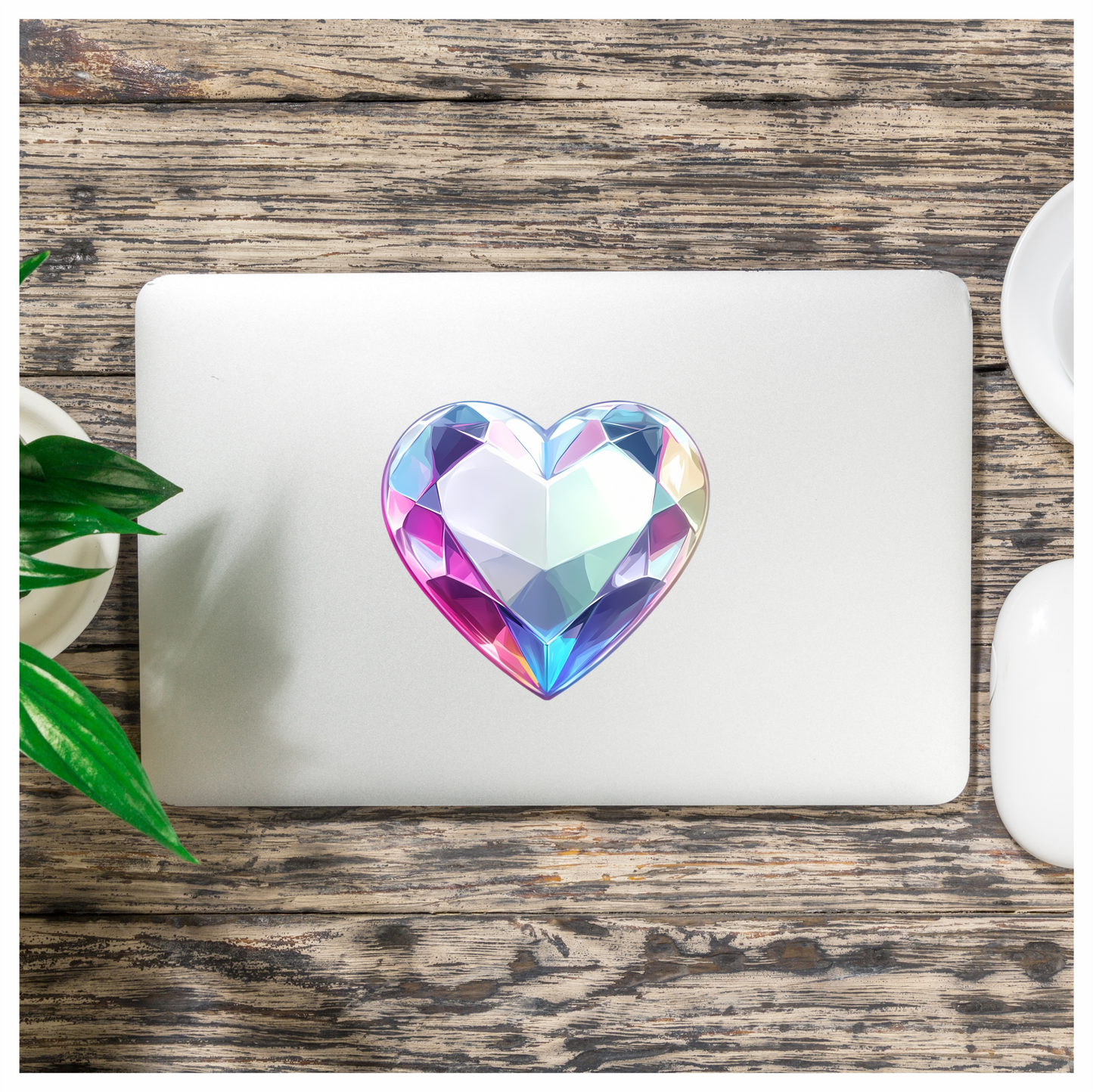 Heart Diamond Clear Pink Vinyl Sticker Decal