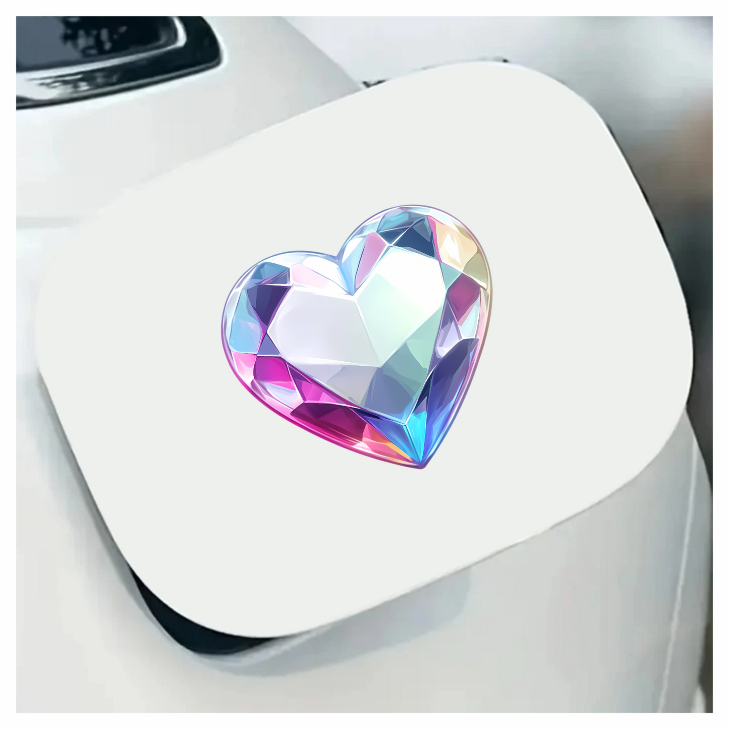 Heart Diamond Clear Pink Vinyl Sticker Decal