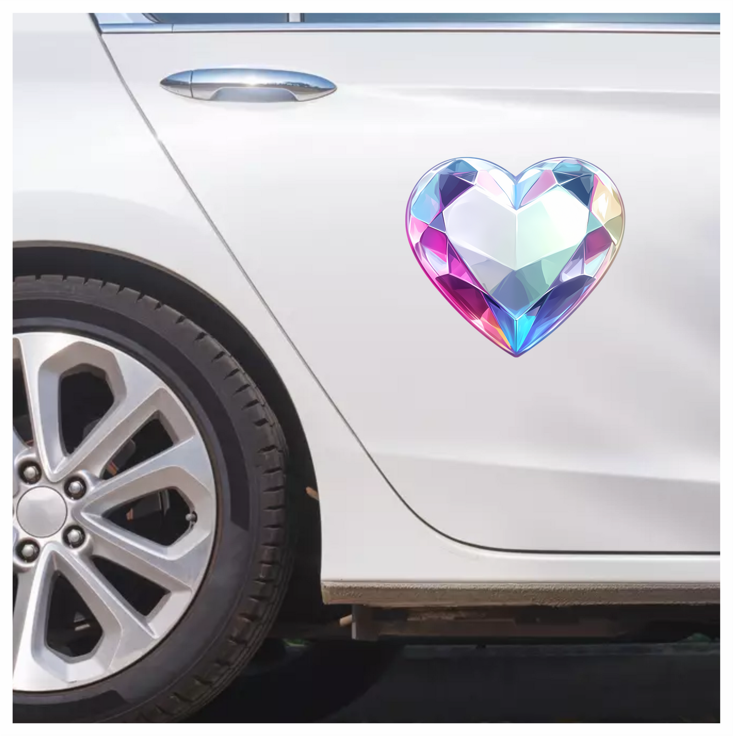 Heart Diamond Clear Pink Vinyl Sticker Decal