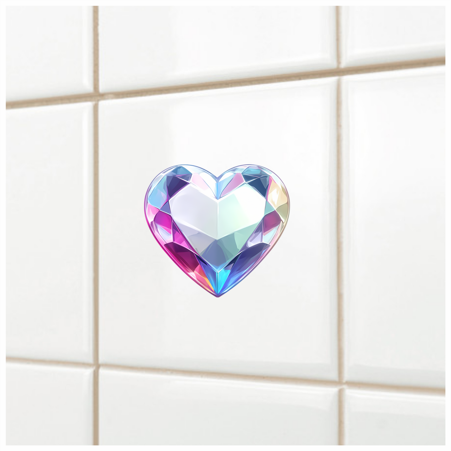 Heart Diamond Clear Pink Vinyl Sticker Decal
