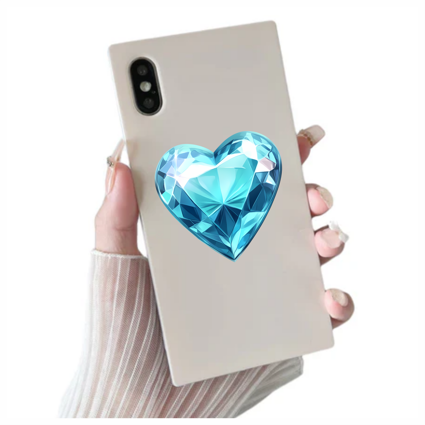 Blue Heart Shaped Diamond Vinyl Sticker Decal