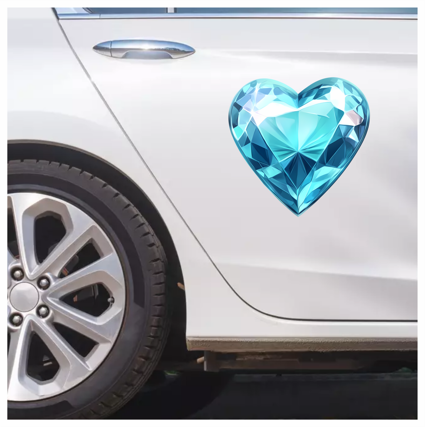 Blue Heart Shaped Diamond Vinyl Sticker Decal