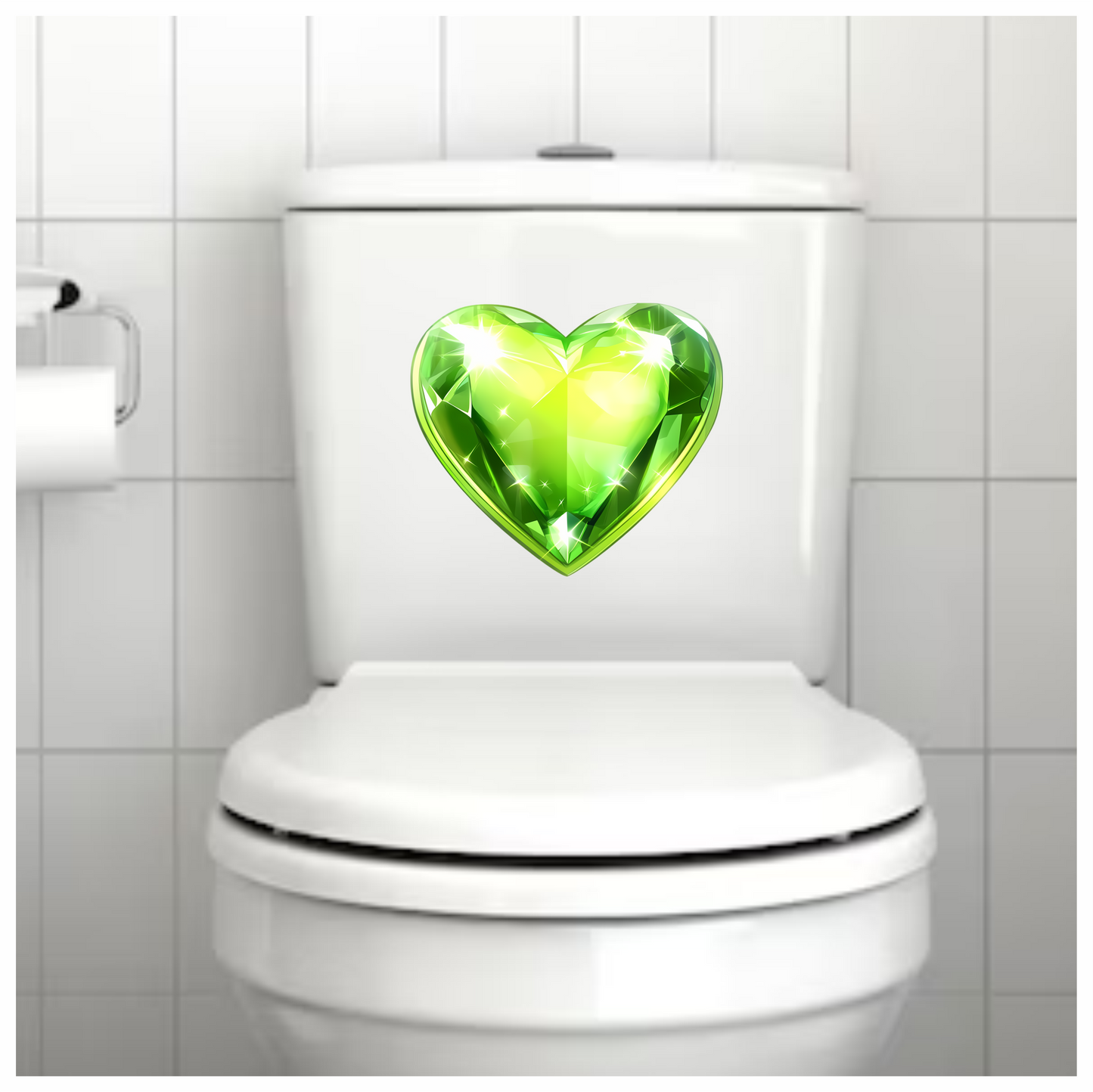 Green Heart Shaped Gem Vinyl Sticker Decal