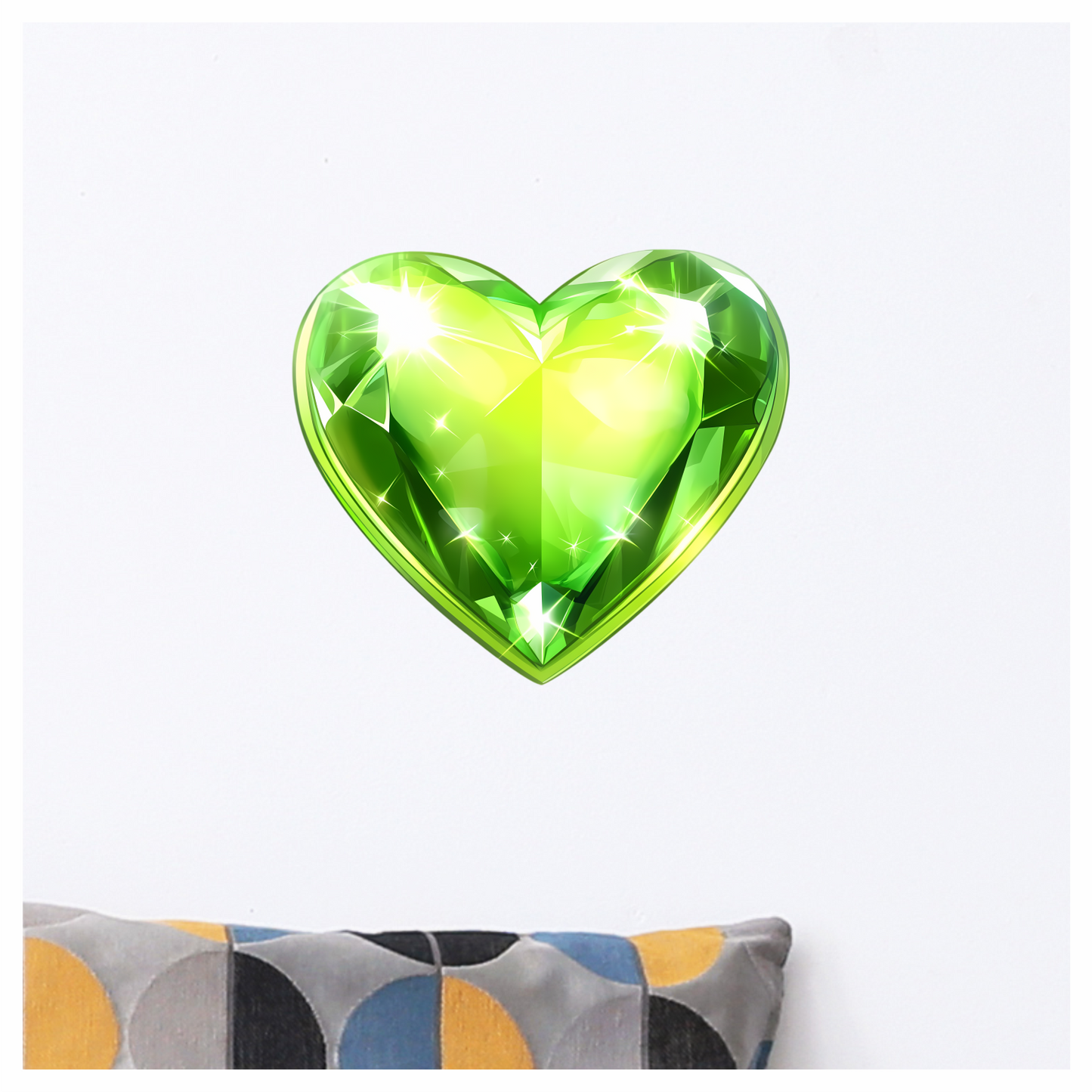 Green Heart Shaped Gem Vinyl Sticker Decal