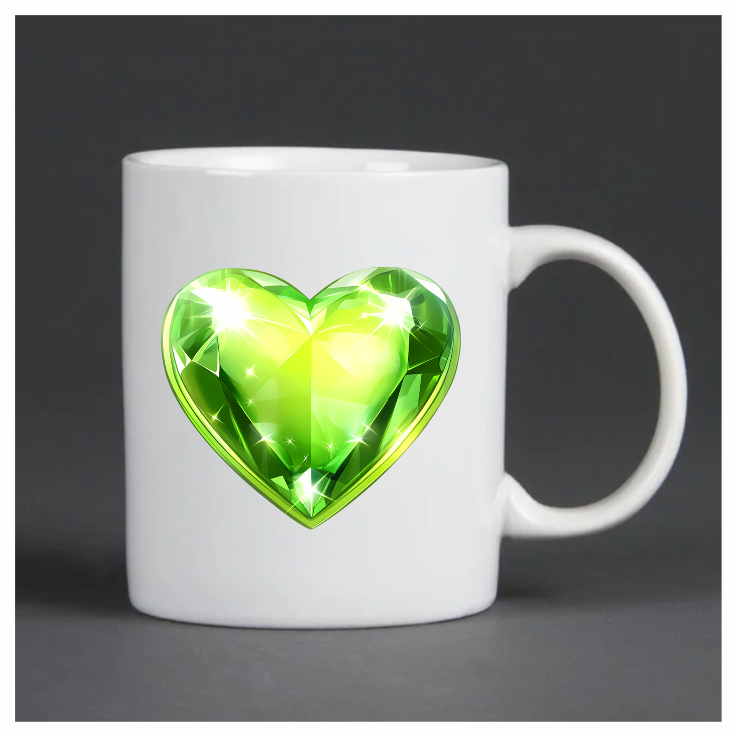 Green Heart Shaped Gem Vinyl Sticker Decal