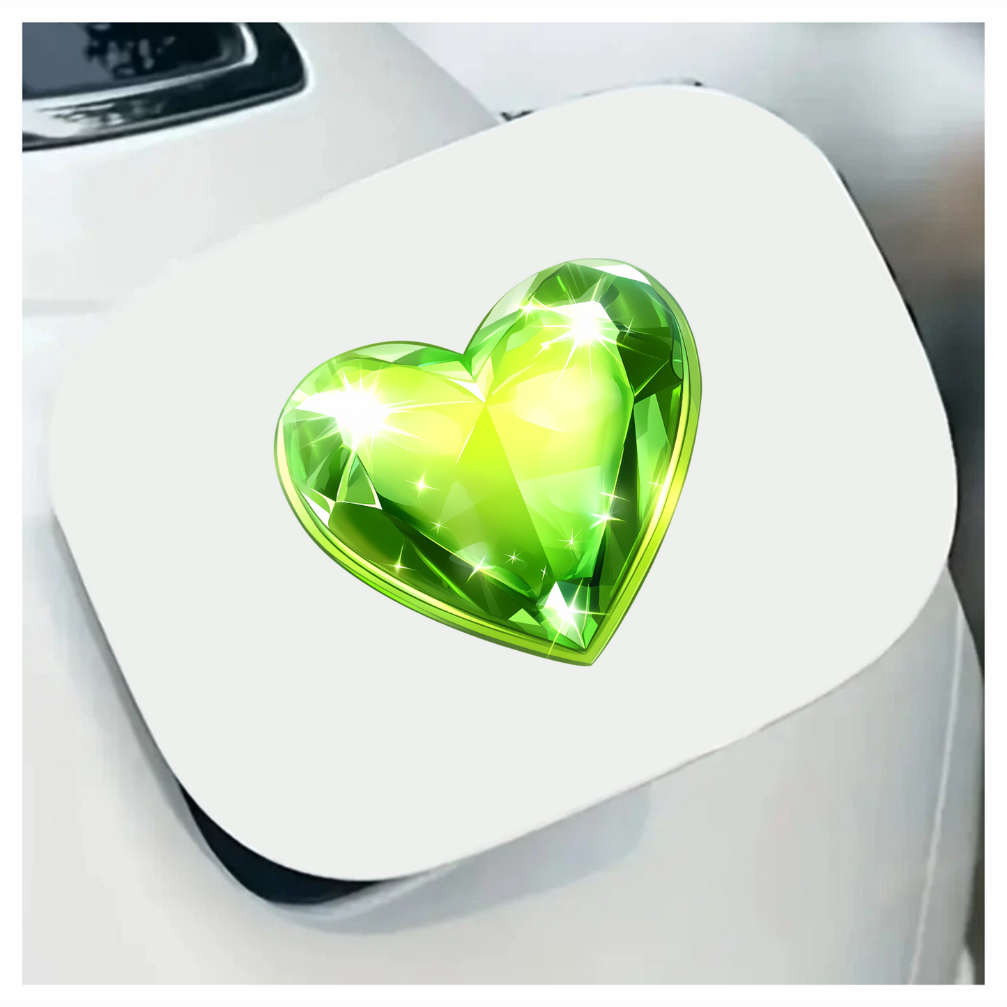 Green Heart Shaped Gem Vinyl Sticker Decal