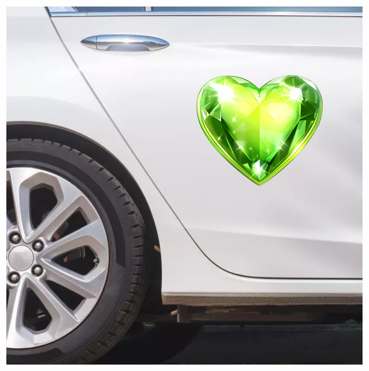 Green Heart Shaped Gem Vinyl Sticker Decal