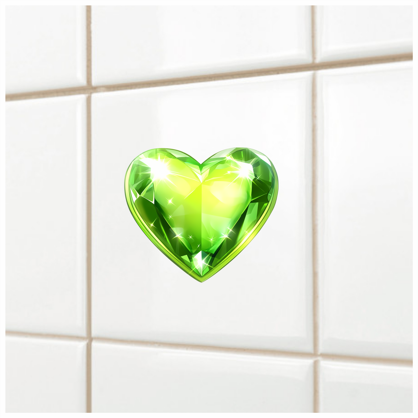 Green Heart Shaped Gem Vinyl Sticker Decal