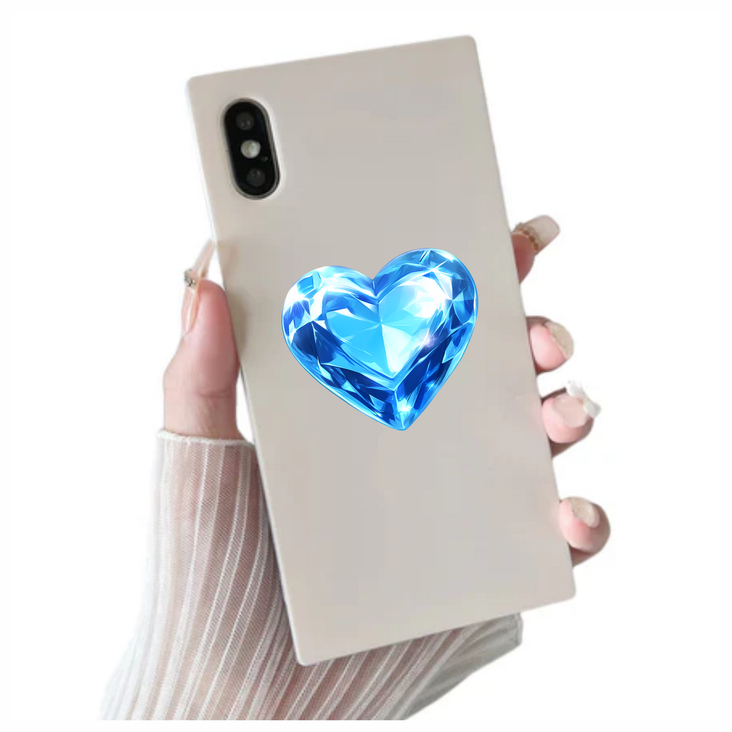 Blue Diamond Heart Shape Vinyl Sticker Decal