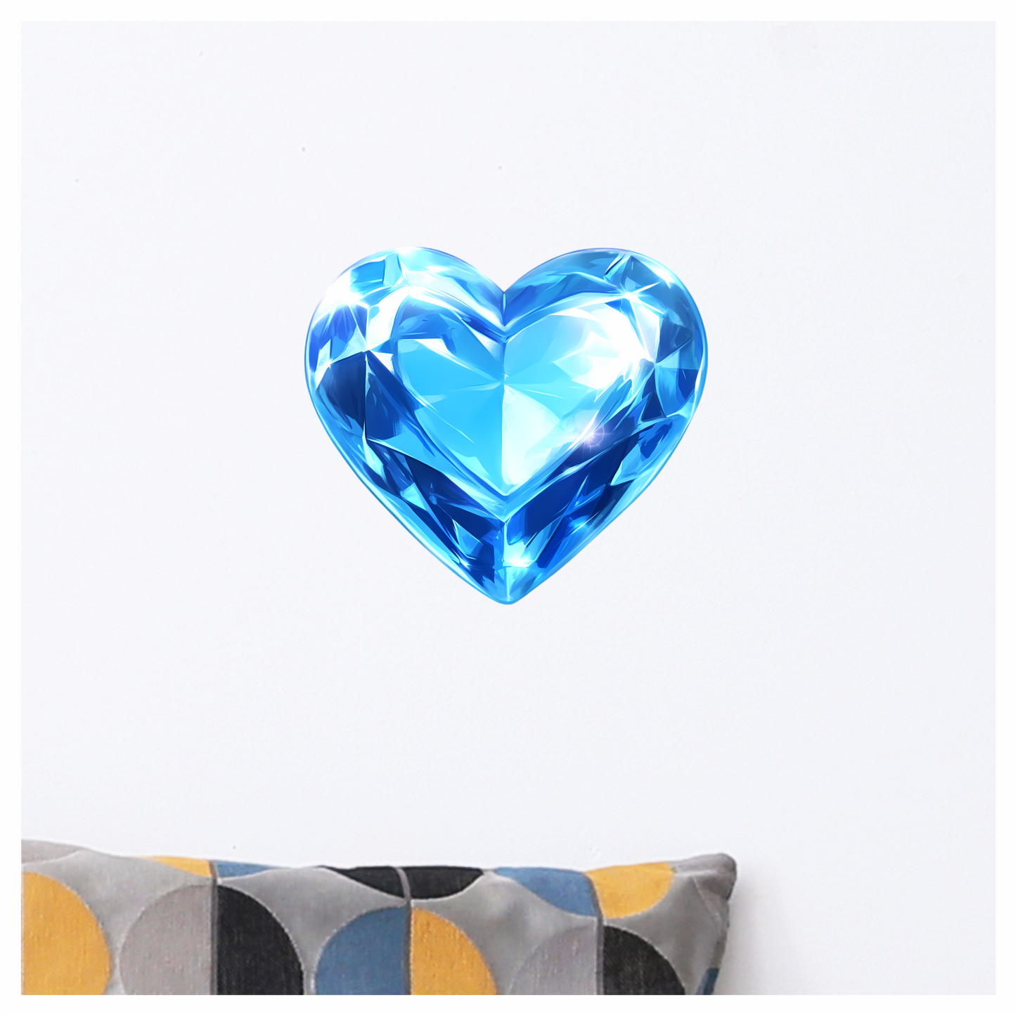 Blue Diamond Heart Shape Vinyl Sticker Decal