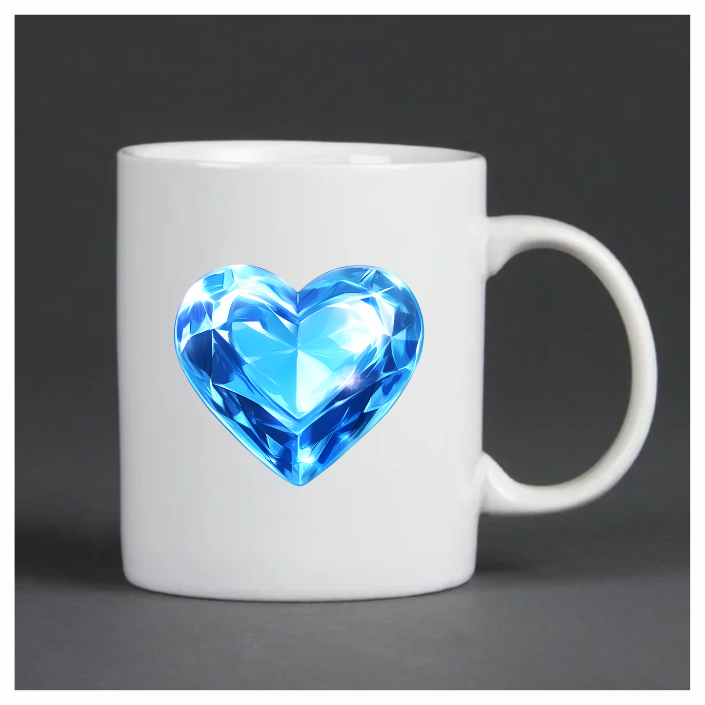 Blue Diamond Heart Shape Vinyl Sticker Decal