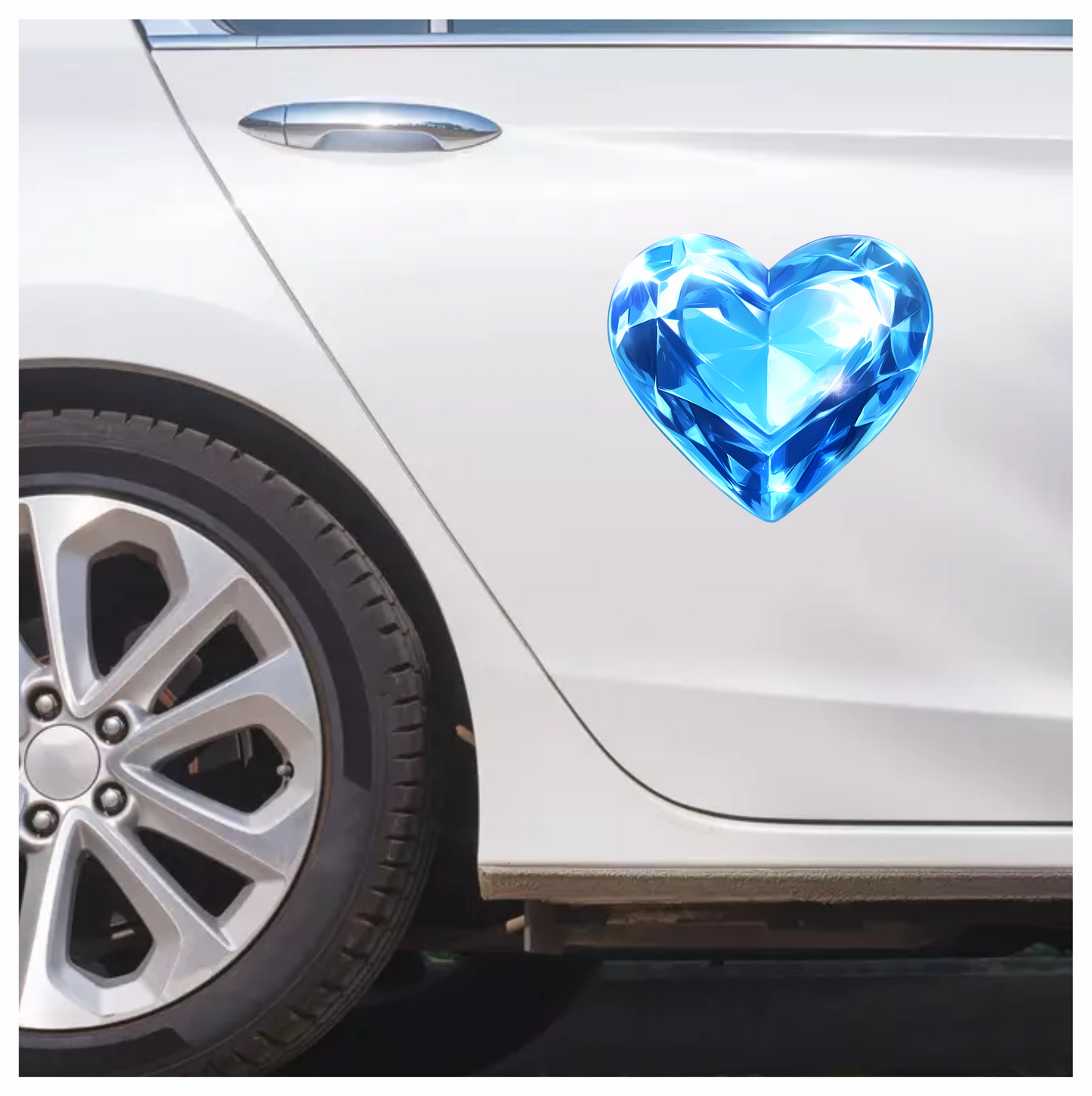 Blue Diamond Heart Shape Vinyl Sticker Decal