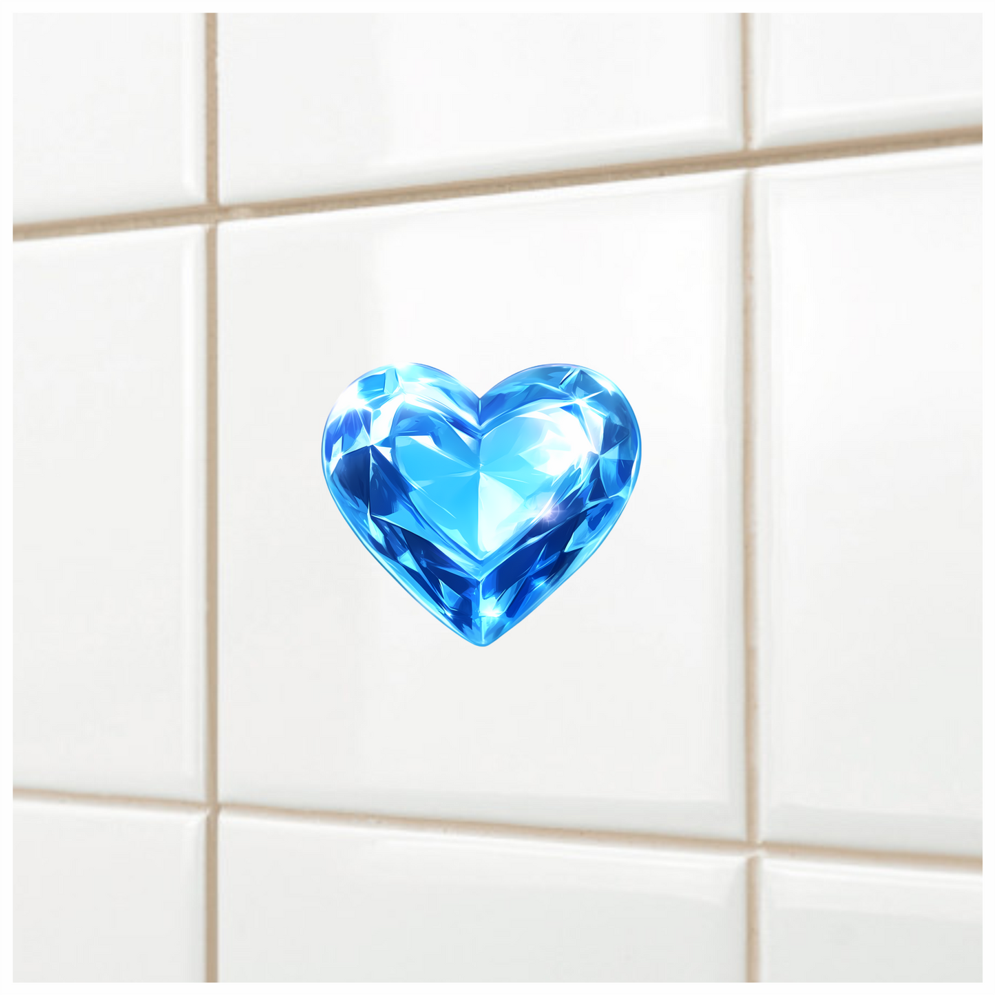 Blue Diamond Heart Shape Vinyl Sticker Decal