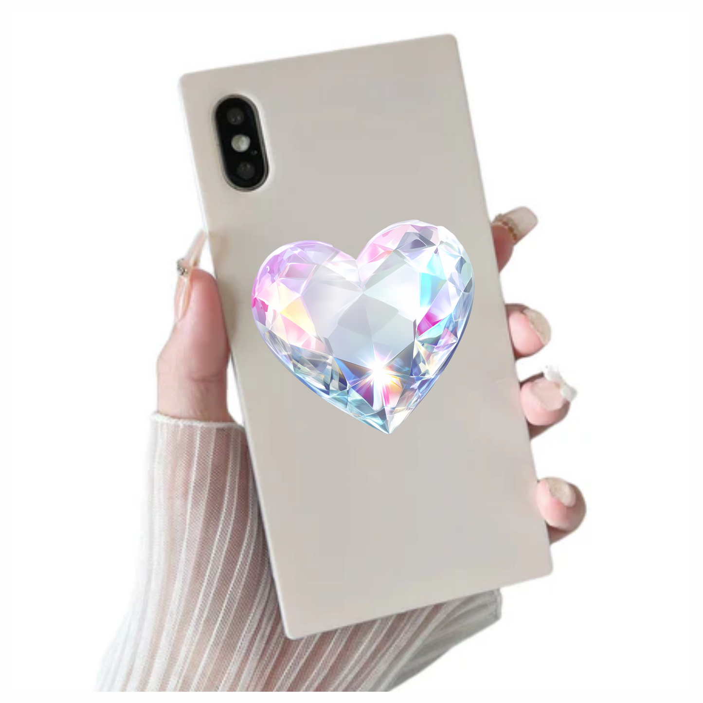 Diamond Heart Clear Shine Vinyl Sticker Decal