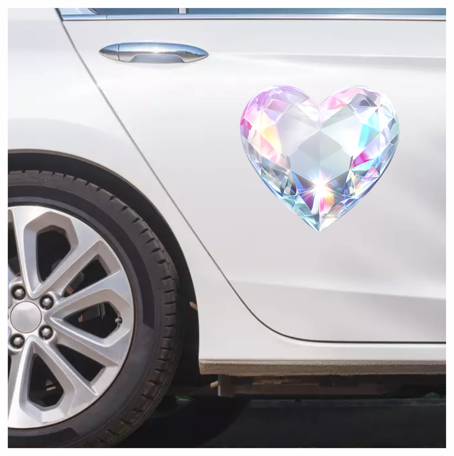 Diamond Heart Clear Shine Vinyl Sticker Decal