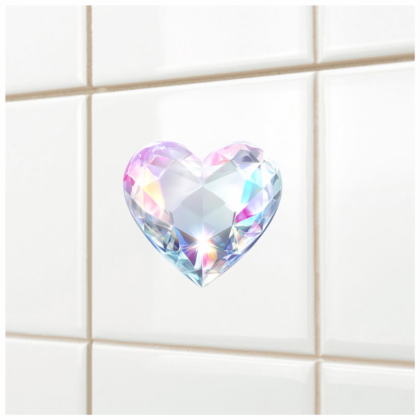 Diamond Heart Clear Shine Vinyl Sticker Decal