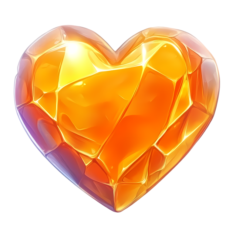 Orange Heart Shiny Transparent Solid Vinyl Sticker Decal