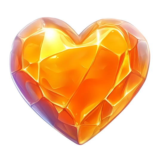 Orange Heart Shiny Transparent Solid Vinyl Sticker Decal