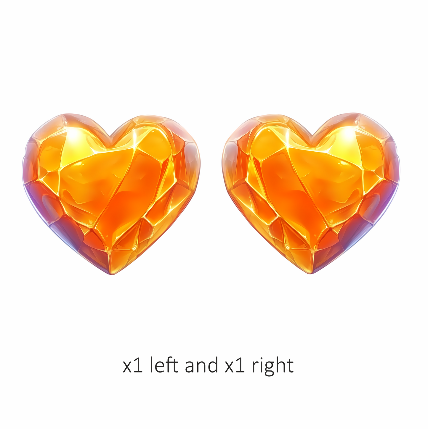 Orange Heart Shiny Transparent Solid Vinyl Sticker Decal