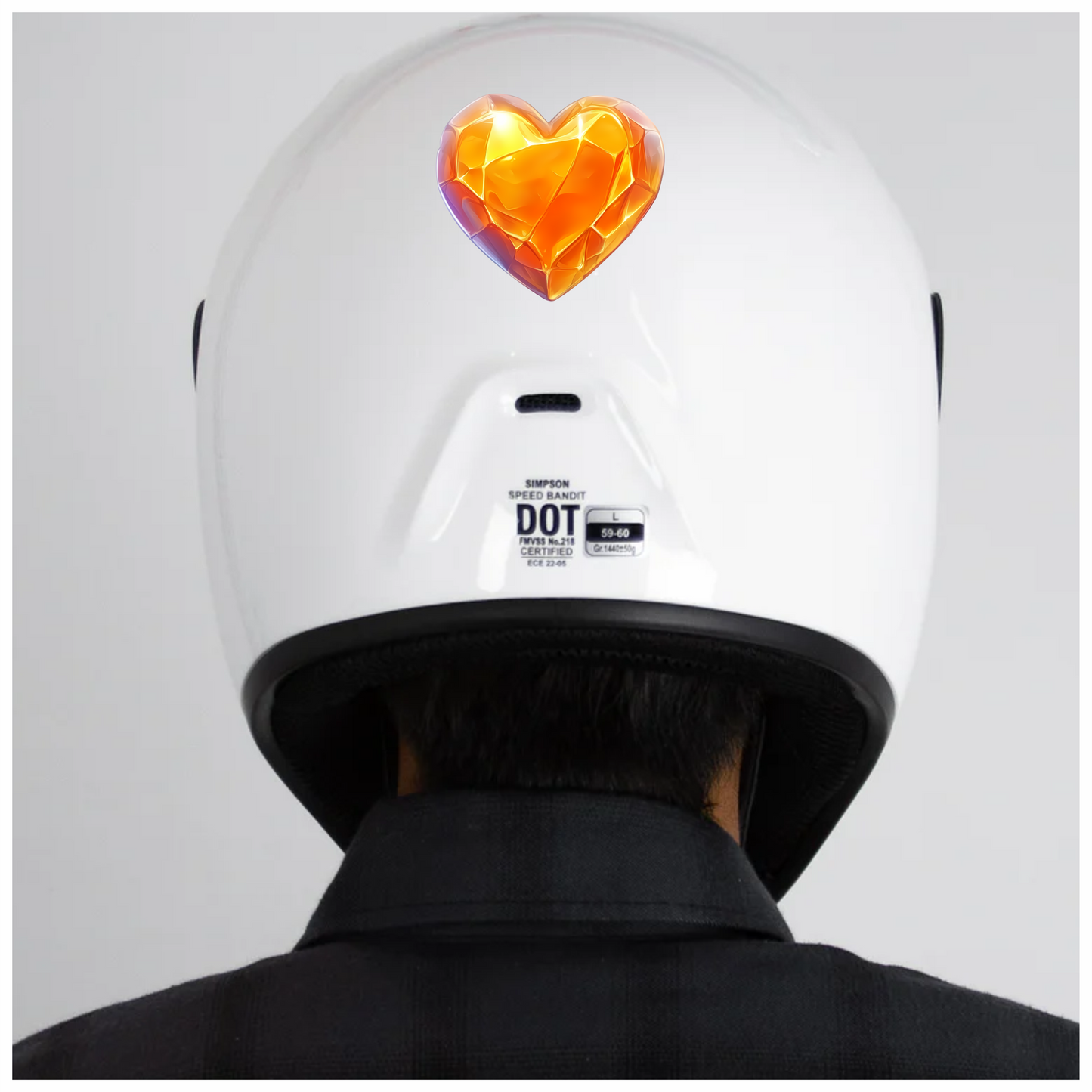 Orange Heart Shiny Transparent Solid Vinyl Sticker Decal