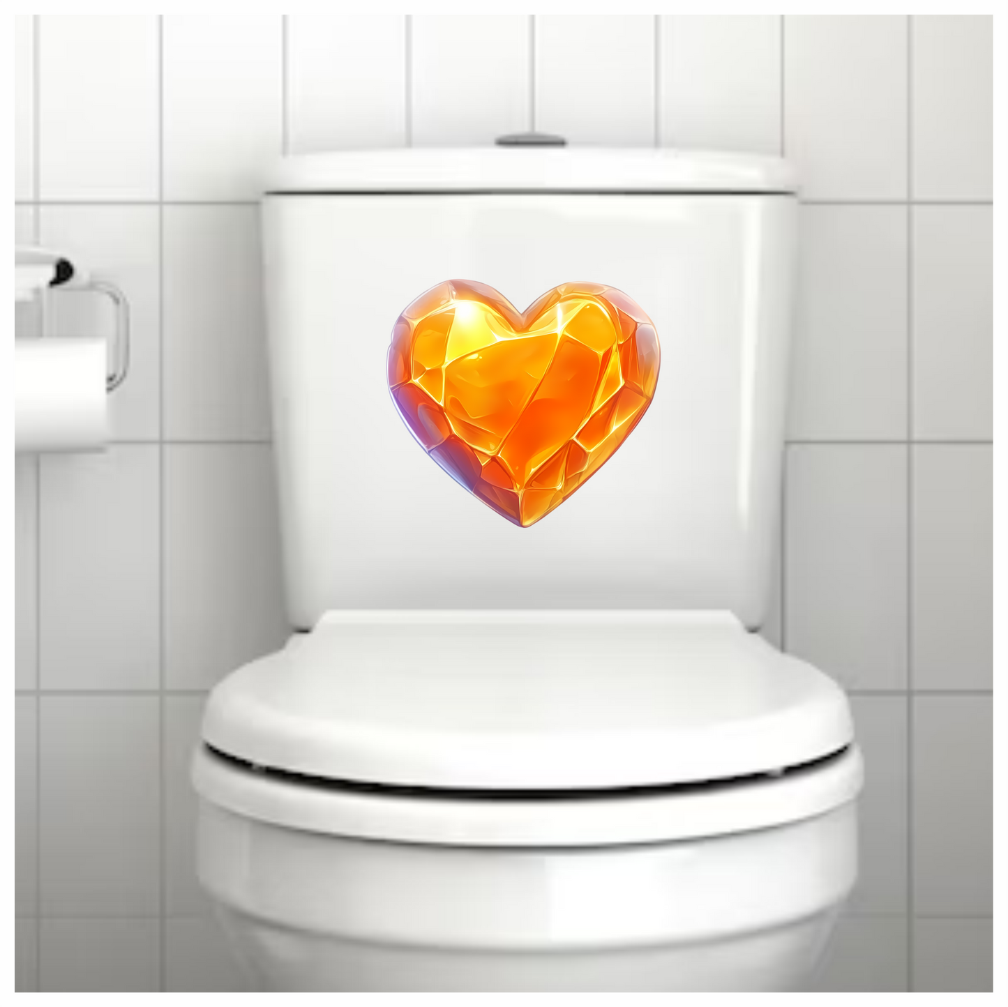Orange Heart Shiny Transparent Solid Vinyl Sticker Decal