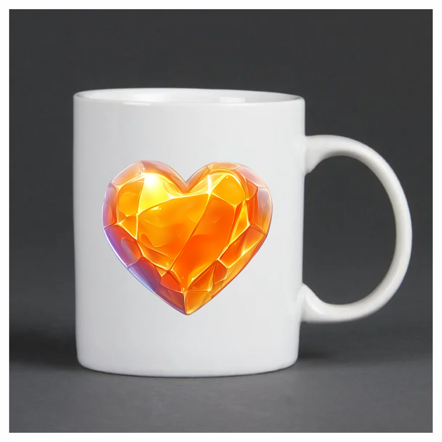 Orange Heart Shiny Transparent Solid Vinyl Sticker Decal