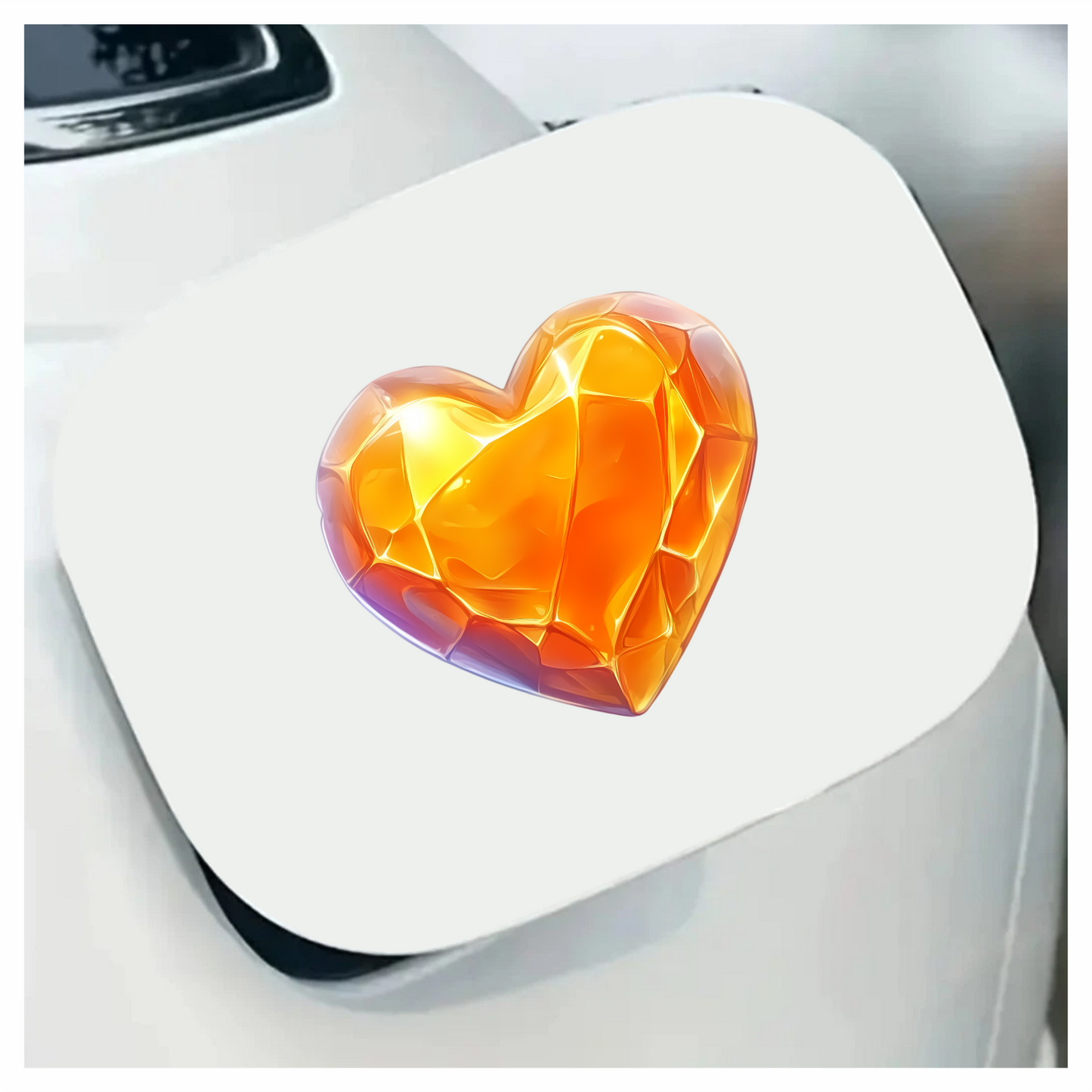 Orange Heart Shiny Transparent Solid Vinyl Sticker Decal