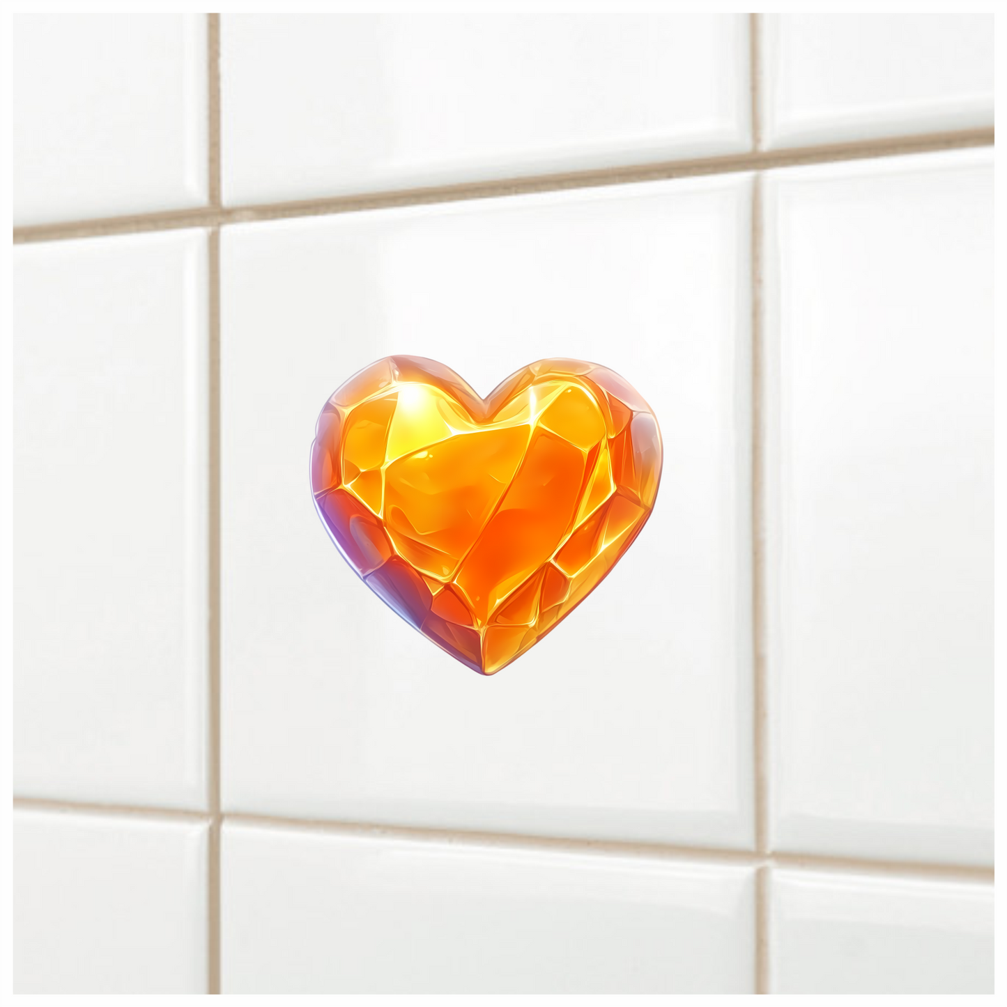 Orange Heart Shiny Transparent Solid Vinyl Sticker Decal