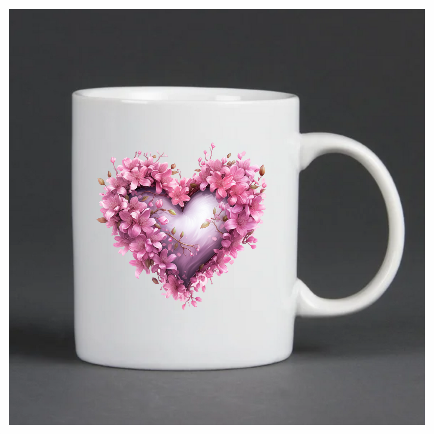 Pink Heart Flowers Blooming Spring Vinyl Sticker Decal