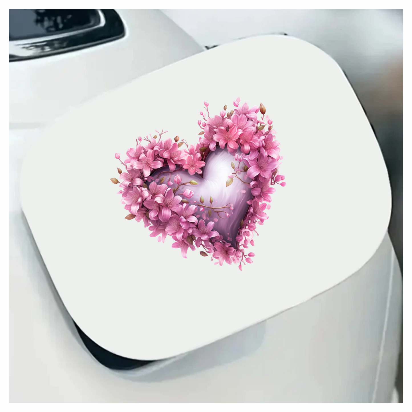Pink Heart Flowers Blooming Spring Vinyl Sticker Decal