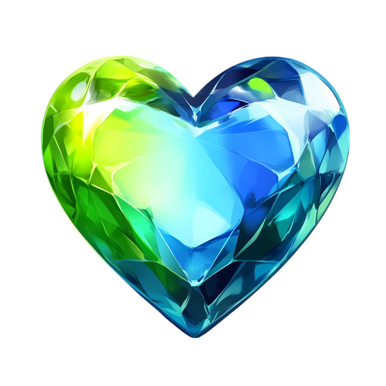 Green Blue Heart Crystal Vinyl Sticker Decal