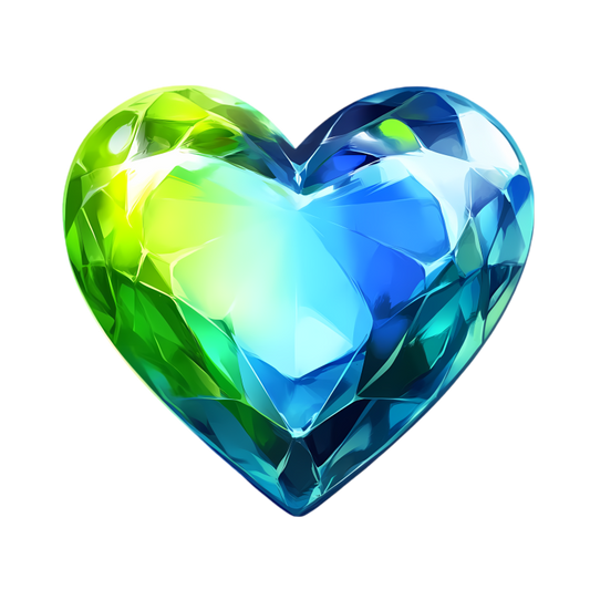 Green Blue Heart Crystal Vinyl Sticker Decal