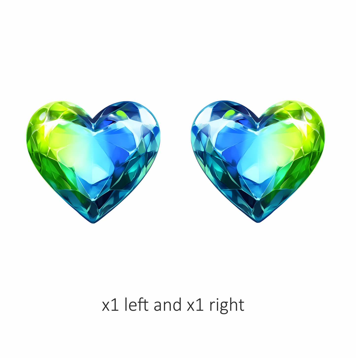 Green Blue Heart Crystal Vinyl Sticker Decal