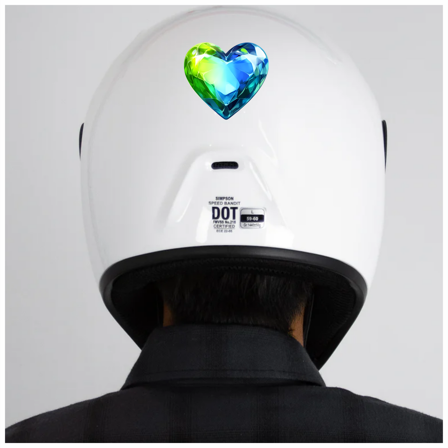 Green Blue Heart Crystal Vinyl Sticker Decal