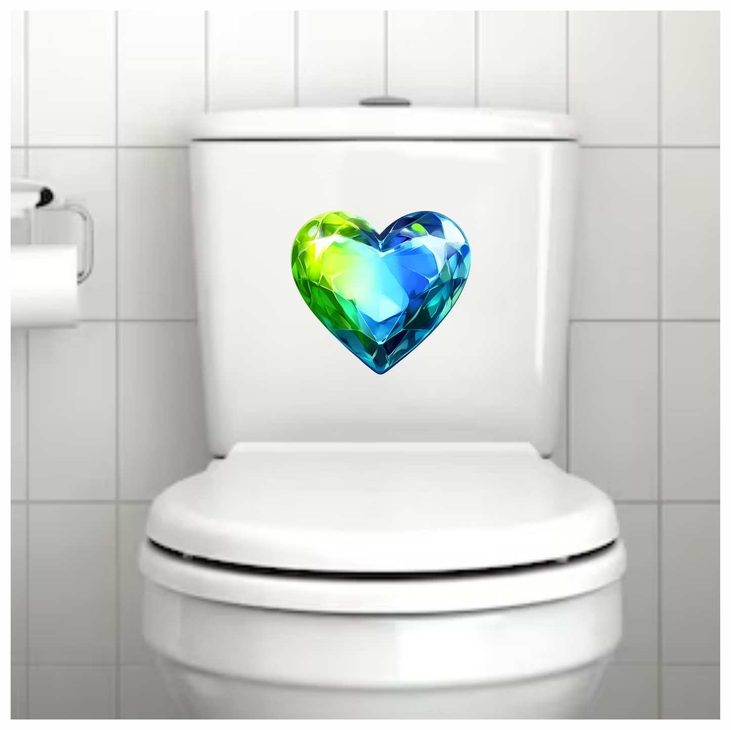 Green Blue Heart Crystal Vinyl Sticker Decal