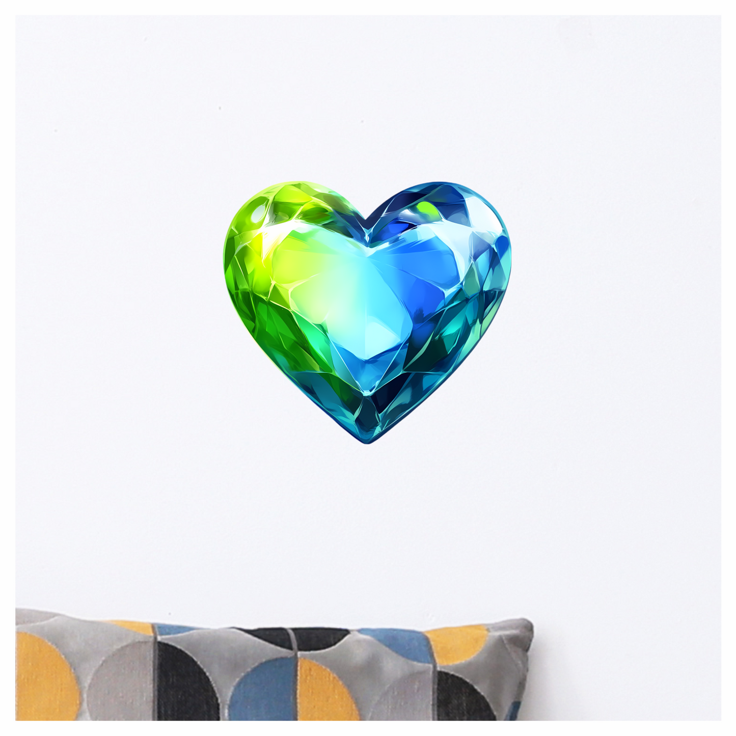 Green Blue Heart Crystal Vinyl Sticker Decal
