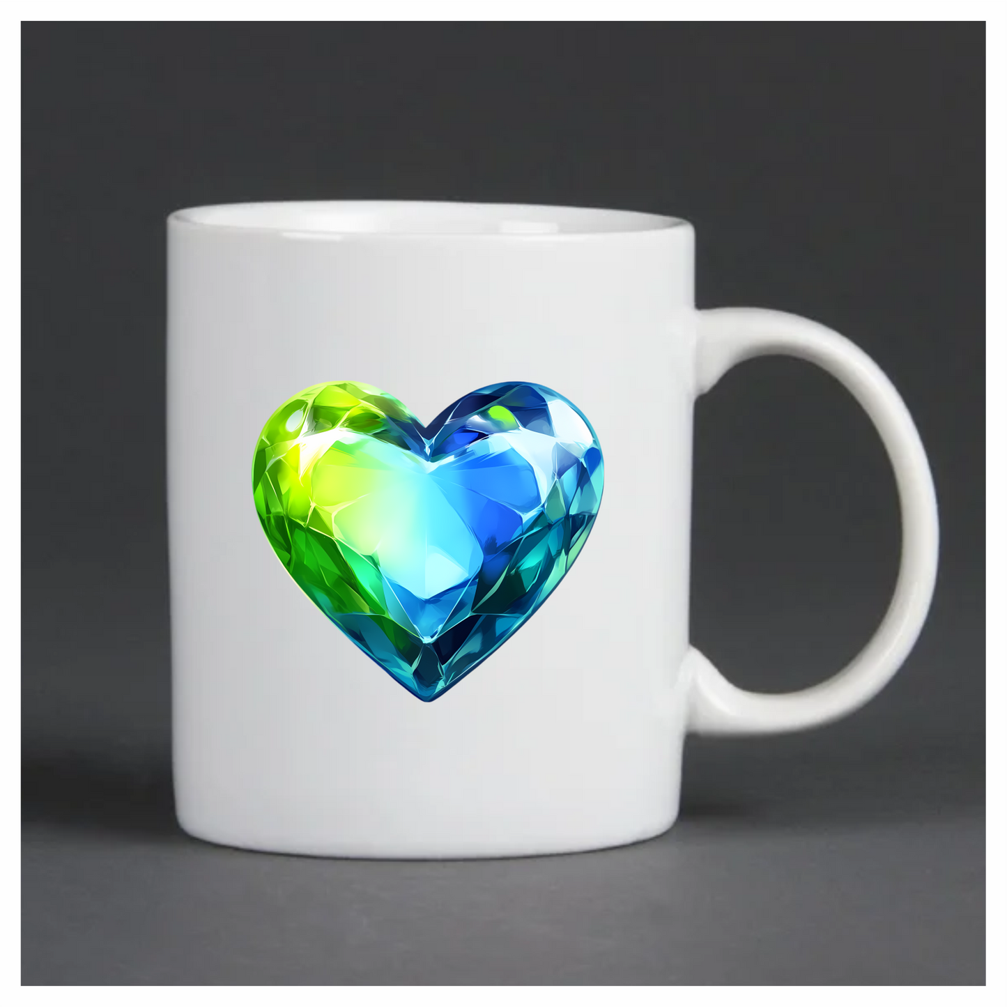 Green Blue Heart Crystal Vinyl Sticker Decal