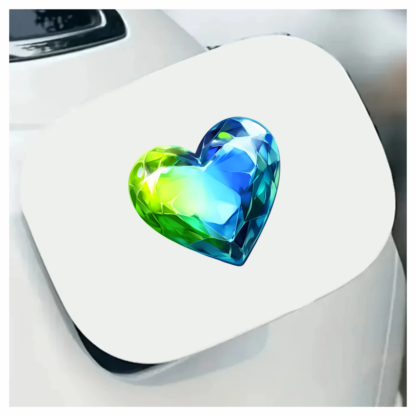 Green Blue Heart Crystal Vinyl Sticker Decal