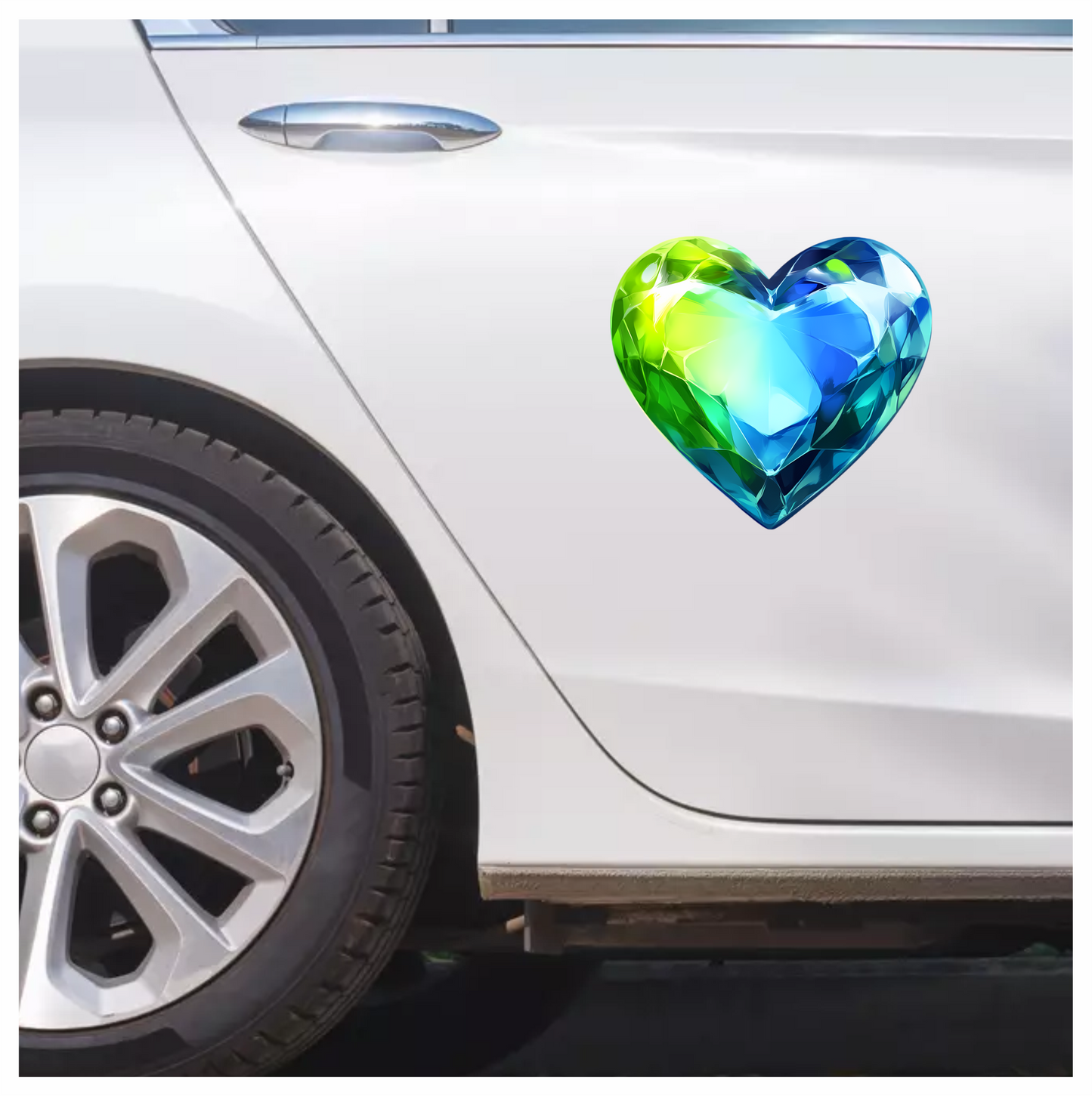 Green Blue Heart Crystal Vinyl Sticker Decal